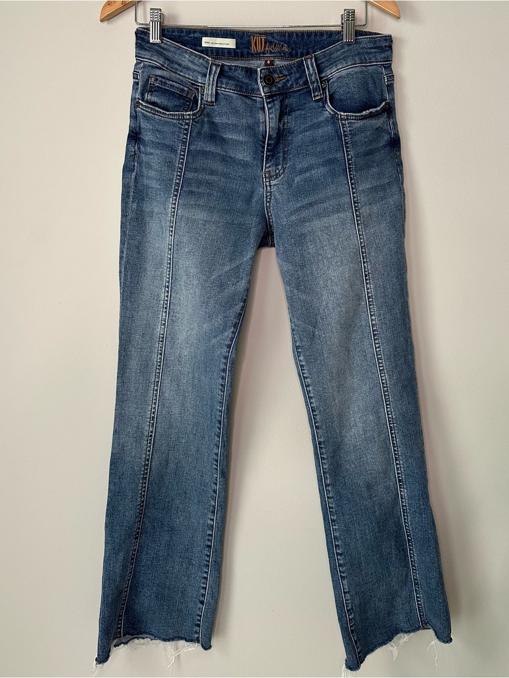 KUT from the Kloth Nikki Mid Rise Ankle Flare Jeans Size 6 Raw Hem